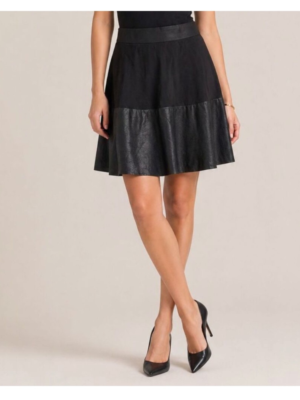 CAbi Owens Mixed Media Skirt Black M